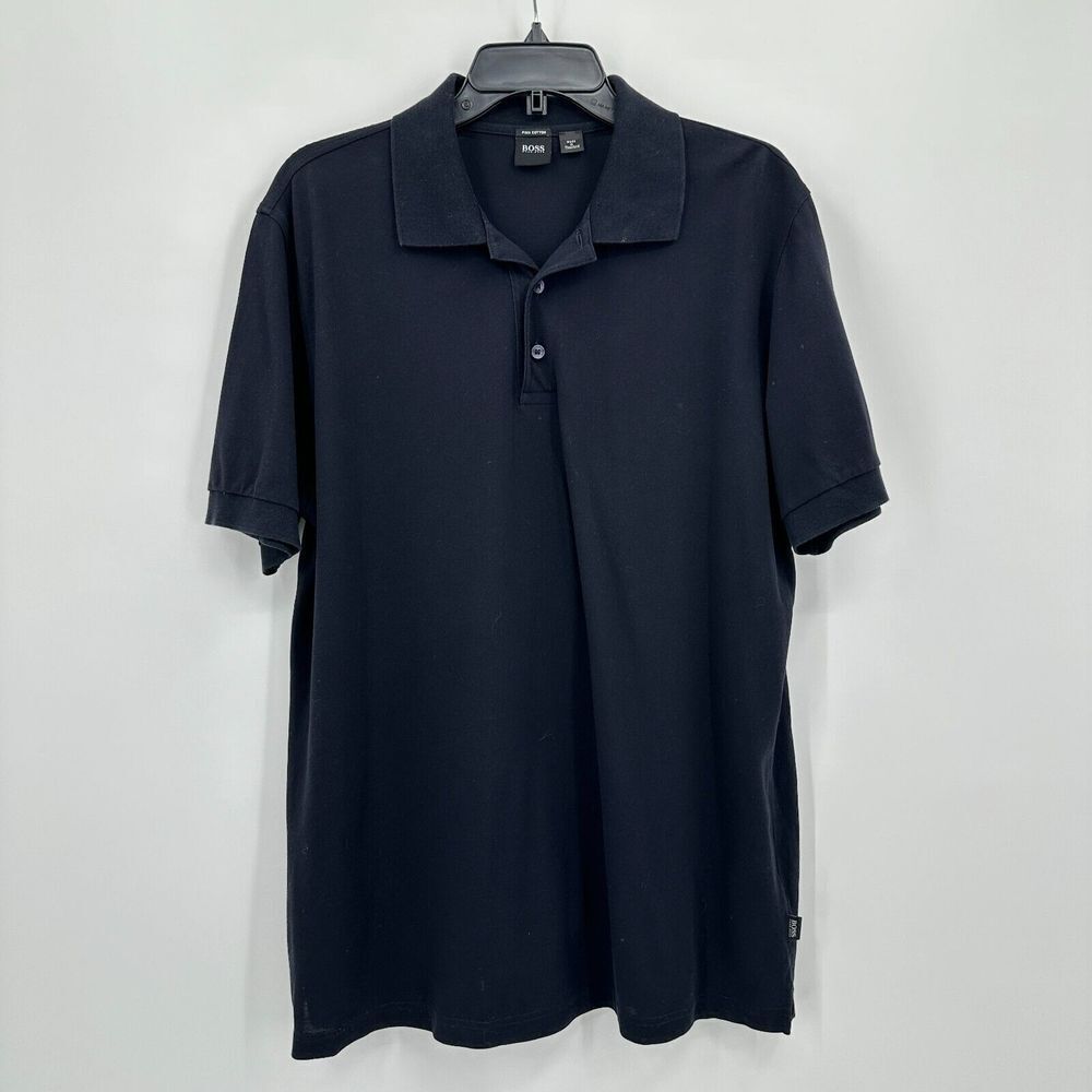 Boss Hugo Boss Polo‎ Shirt Mens XL Black Golf Performance Sports Pima Cotton
